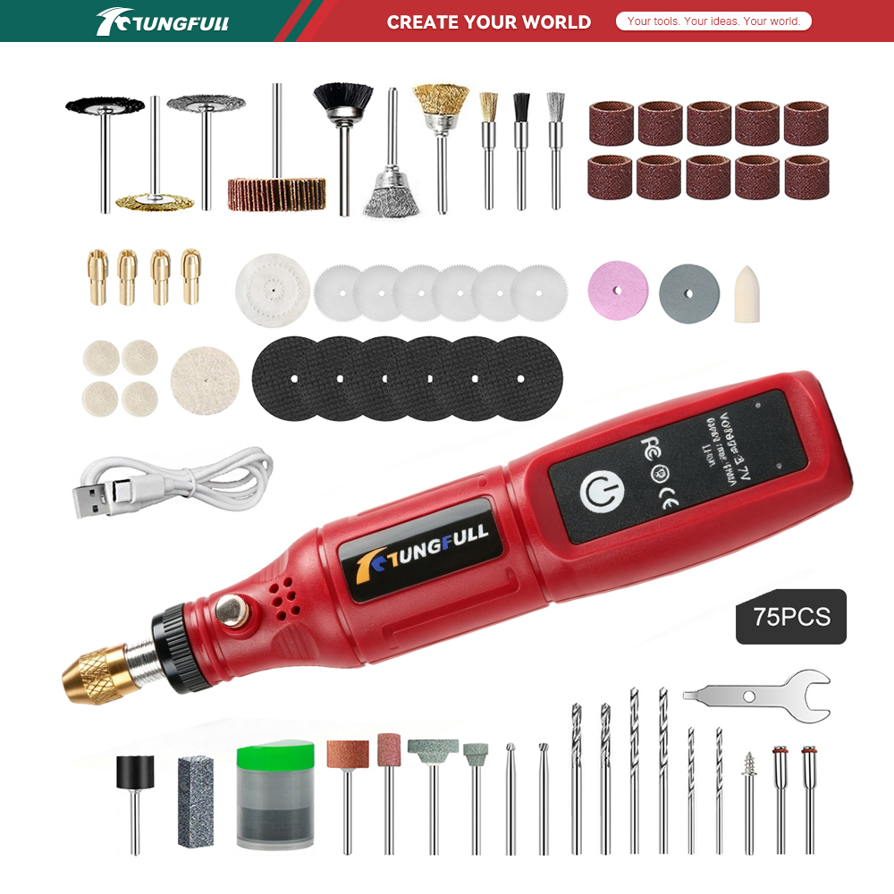 Power Tools Workshop - TUNGFULL 3,7 V kabelloses Rotationswerkzeug, USB