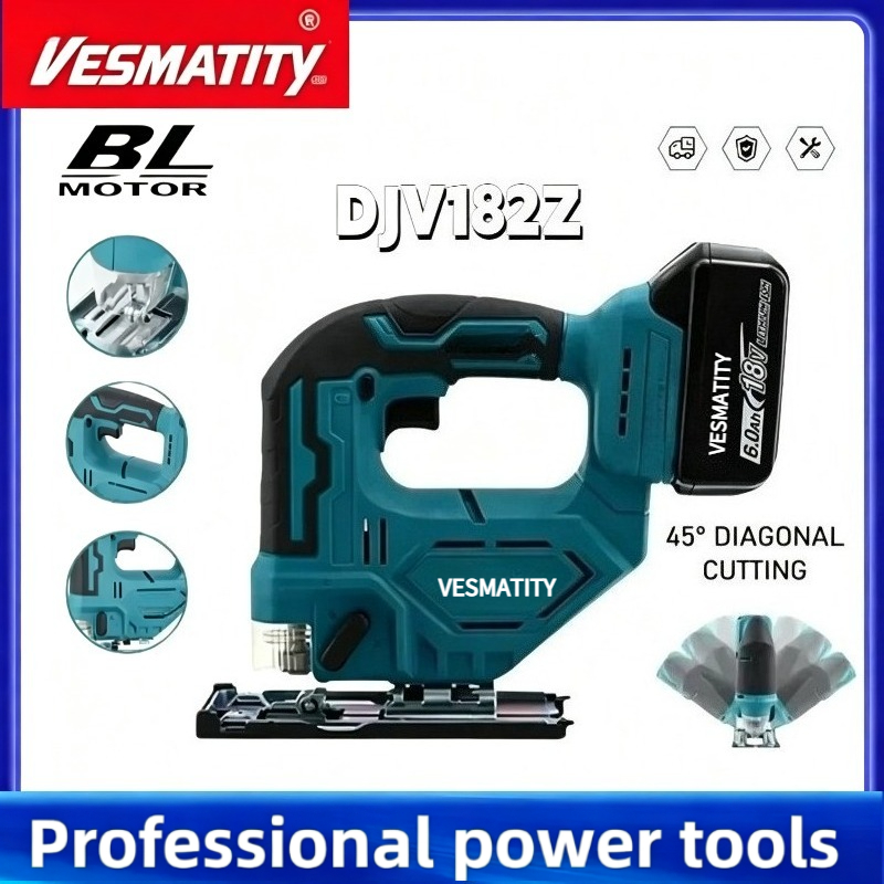 Power Tools Jigsaw - DJV182Z 340W Bürstenlose Stichsäge mit Sägeblatt,