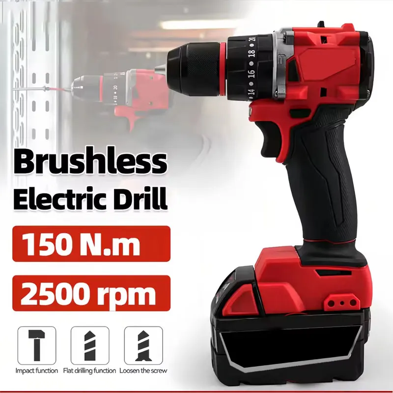 Power Tools Use - Kleiner elektrischer bürstenloser Schlagbohrschrauber, 150 Nm,