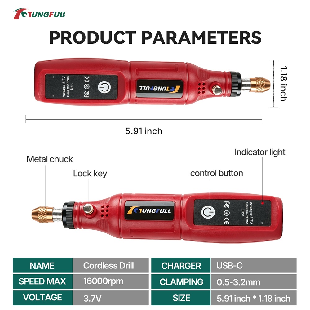 TUNGFULL 3,7 V kabelloses Rota – Power Tools Workshop Bewertung und Preis